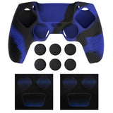 PlayVital Upgraded 3D Studded Edition Blue & Black Silicone Cover Skin for PS5 Controller with 6 Thumb Grips & 2 Stickers, Anti-Slip Shockproof Controller Grip Case - Compatible with Charging Dock - TVAPFP004