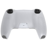 PlayVital 2 Set Upgraded 3D Studded Edition Clear White Silicone Cover Skin for PS5 Controller with 6 Thumb Grips & 2 Stickers, Anti-Slip Shockproof Controller Grip Case - Compatible with Charging Dock - TVAPFP009