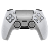 PlayVital 2 Set Upgraded 3D Studded Edition Clear White Silicone Cover Skin for PS5 Controller with 6 Thumb Grips & 2 Stickers, Anti-Slip Shockproof Controller Grip Case - Compatible with Charging Dock - TVAPFP009