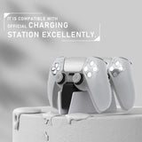 PlayVital 2 Set Upgraded 3D Studded Edition Clear White Silicone Cover Skin for PS5 Controller with 6 Thumb Grips & 2 Stickers, Anti-Slip Shockproof Controller Grip Case - Compatible with Charging Dock - TVAPFP009