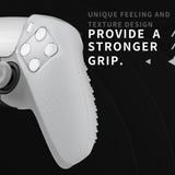 PlayVital 2 Set Upgraded 3D Studded Edition Clear White Silicone Cover Skin for PS5 Controller with 6 Thumb Grips & 2 Stickers, Anti-Slip Shockproof Controller Grip Case - Compatible with Charging Dock - TVAPFP009