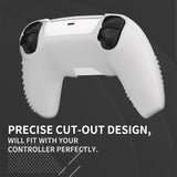 PlayVital 2 Set Upgraded 3D Studded Edition Clear White Silicone Cover Skin for PS5 Controller with 6 Thumb Grips & 2 Stickers, Anti-Slip Shockproof Controller Grip Case - Compatible with Charging Dock - TVAPFP009