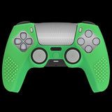 PlayVital 2 Set Upgraded 3D Studded Edition Glow in Dark - Green Silicone Cover Skin for PS5 Controller with 6 Thumb Grips & 2 Stickers, Anti-Slip Shockproof Controller Grip Case - Compatible with Charging Dock - TVAPFP012