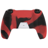 PlayVital 2 Set Upgraded 3D Studded Edition Red & Black Silicone Cover Skin for PS5 Controller with 6 Thumb Grips & 2 Stickers, Anti-Slip Shockproof Controller Grip Case - Compatible with Charging Dock - TVAPFP011