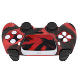 PlayVital 2 Set Upgraded 3D Studded Edition Red & Black Silicone Cover Skin for PS5 Controller with 6 Thumb Grips & 2 Stickers, Anti-Slip Shockproof Controller Grip Case - Compatible with Charging Dock - TVAPFP011