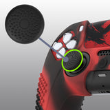 PlayVital 2 Set Upgraded 3D Studded Edition Red & Black Silicone Cover Skin for PS5 Controller with 6 Thumb Grips & 2 Stickers, Anti-Slip Shockproof Controller Grip Case - Compatible with Charging Dock - TVAPFP011