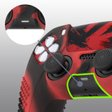 PlayVital 2 Set Upgraded 3D Studded Edition Red & Black Silicone Cover Skin for PS5 Controller with 6 Thumb Grips & 2 Stickers, Anti-Slip Shockproof Controller Grip Case - Compatible with Charging Dock - TVAPFP011