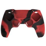 PlayVital 2 Set Upgraded 3D Studded Edition Red & Black Silicone Cover Skin for PS5 Controller with 6 Thumb Grips & 2 Stickers, Anti-Slip Shockproof Controller Grip Case - Compatible with Charging Dock - TVAPFP011