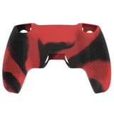 PlayVital 2 Set Upgraded 3D Studded Edition Red & Black Silicone Cover Skin for PS5 Controller with 6 Thumb Grips & 2 Stickers, Anti-Slip Shockproof Controller Grip Case - Compatible with Charging Dock - TVAPFP011