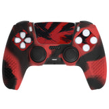 PlayVital 2 Set Upgraded 3D Studded Edition Red & Black Silicone Cover Skin for PS5 Controller with 6 Thumb Grips & 2 Stickers, Anti-Slip Shockproof Controller Grip Case - Compatible with Charging Dock - TVAPFP011