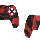 PlayVital 2 Set Upgraded 3D Studded Edition Red & Black Silicone Cover Skin for PS5 Controller with 6 Thumb Grips & 2 Stickers, Anti-Slip Shockproof Controller Grip Case - Compatible with Charging Dock - TVAPFP011