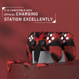 PlayVital 2 Set Upgraded 3D Studded Edition Red & Black Silicone Cover Skin for PS5 Controller with 6 Thumb Grips & 2 Stickers, Anti-Slip Shockproof Controller Grip Case - Compatible with Charging Dock - TVAPFP011