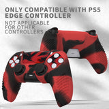 PlayVital 2 Set Upgraded 3D Studded Edition Red & Black Silicone Cover Skin for PS5 Controller with 6 Thumb Grips & 2 Stickers, Anti-Slip Shockproof Controller Grip Case - Compatible with Charging Dock - TVAPFP011