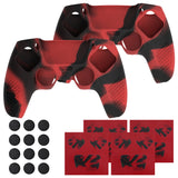 PlayVital 2 Set Upgraded 3D Studded Edition Red & Black Silicone Cover Skin for PS5 Controller with 6 Thumb Grips & 2 Stickers, Anti-Slip Shockproof Controller Grip Case - Compatible with Charging Dock - TVAPFP011