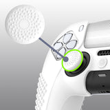 PlayVital 2 Set Upgraded 3D Studded Edition White Silicone Cover Skin for PS5 Controller with 6 Thumb Grips & 2 Stickers, Anti-Slip Shockproof Controller Grip Case - Compatible with Charging Dock - TVAPFP008