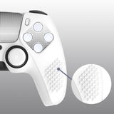 PlayVital 2 Set Upgraded 3D Studded Edition White Silicone Cover Skin for PS5 Controller with 6 Thumb Grips & 2 Stickers, Anti-Slip Shockproof Controller Grip Case - Compatible with Charging Dock - TVAPFP008