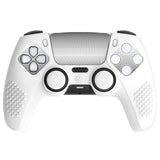 PlayVital 2 Set Upgraded 3D Studded Edition White Silicone Cover Skin for PS5 Controller with 6 Thumb Grips & 2 Stickers, Anti-Slip Shockproof Controller Grip Case - Compatible with Charging Dock - TVAPFP008