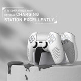 PlayVital 2 Set Upgraded 3D Studded Edition White Silicone Cover Skin for PS5 Controller with 6 Thumb Grips & 2 Stickers, Anti-Slip Shockproof Controller Grip Case - Compatible with Charging Dock - TVAPFP008