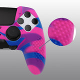 PlayVital 3D Studded Edition Anti-Slip Silicone Cover Case for ps5 Edge Controller, Soft Rubber Protector Skin for ps5 Edge Wireless Controller with 6 Thumb Grip Caps - Pink & Purple & Blue - ETPFP015