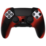 PlayVital 3D Studded Edition Anti-Slip Silicone Cover Case for ps5 Edge Controller, Soft Rubber Protector Skin for ps5 Edge Wireless Controller with 6 Thumb Grip Caps - Red & Black - ETPFP008