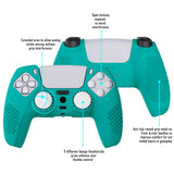 PlayVital Aqua Green 3D Studded Edition Anti-slip Silicone Cover Skin for 5 Controller, Soft Rubber Case Protector for PS5 Wireless Controller with 6 White Thumb Grip Caps - TDPF010
