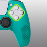 PlayVital Aqua Green 3D Studded Edition Anti-slip Silicone Cover Skin for 5 Controller, Soft Rubber Case Protector for PS5 Wireless Controller with 6 White Thumb Grip Caps - TDPF010
