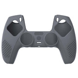 PlayVital Gray 3D Studded Edition Anti-slip Silicone Cover Skin for 5 Controller, Soft Rubber Case Protector for PS5 Wireless Controller with 6 Black Thumb Grip Caps - TDPF006