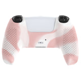 PlayVital 3D Studded Pink & White Ergonomic Soft Controller Silicone Case Grips for PS5, Rubber Protector Skins with 6 Black Thumbstick Caps for PS5 Controller - TDPF038