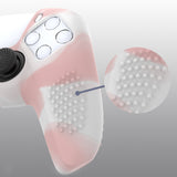 PlayVital 3D Studded Pink & White Ergonomic Soft Controller Silicone Case Grips for PS5, Rubber Protector Skins with 6 Black Thumbstick Caps for PS5 Controller - TDPF038