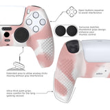 PlayVital 3D Studded Pink & White Ergonomic Soft Controller Silicone Case Grips for PS5, Rubber Protector Skins with 6 Black Thumbstick Caps for PS5 Controller - TDPF038