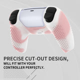 PlayVital 3D Studded Pink & White Ergonomic Soft Controller Silicone Case Grips for PS5, Rubber Protector Skins with 6 Black Thumbstick Caps for PS5 Controller - TDPF038