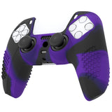 PlayVital 3D Studded Purple & Black Ergonomic Soft Controller Silicone Case Grips for PS5, Rubber Protector Skins with 6 Black Thumbstick Caps for PS5 Controller - TDPF035