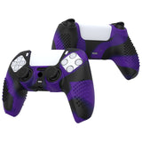 PlayVital 3D Studded Purple & Black Ergonomic Soft Controller Silicone Case Grips for PS5, Rubber Protector Skins with 6 Black Thumbstick Caps for PS5 Controller - TDPF035