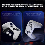 PlayVital 3D Studded Edition Silicone Cover Skin for Nintendo Switch 2 Pro Controller, Anti-Slip Grip Protector Case for Switch 2 Pro with Back Button Cap, Thumb Grips & Sticker - White - TVCPTP002
