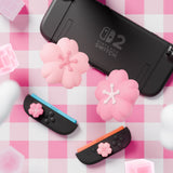 PlayVital 4 Pcs Thumb Grips for Nintendo Switch 2, Kawaii Silicone Thumbstick Caps for Joycon 2, Joystick Cover for Switch 2 Accessories - Blush Cherry Blossom Petals - WWYNTJ027