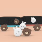 PlayVital 4 Pcs Thumb Grips for Nintendo Switch 2, Kawaii Silicone Thumbstick Caps for Joycon 2, Joystick Cover for Switch 2 Accessories - Chubby Bear & Smiley Bunny - WWYNTJ007