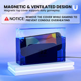 PlayVital Clear Acrylic Dustproof Cover for Nintendo Switch 2 , Magnetic Ventilation Top, Tool-Free Installation, Transparent Display Box for Switch 2 Dock Mode - Clear Blue - SGUNTM003