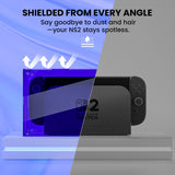 PlayVital Clear Acrylic Dustproof Cover for Nintendo Switch 2 , Magnetic Ventilation Top, Tool-Free Installation, Transparent Display Box for Switch 2 Dock Mode - Clear Blue - SGUNTM003