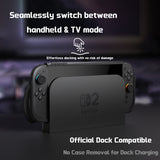 PlayVital BEYOND-GRIP Interchangeable Grip Protective Cover for Nintendo Switch 2 (2025), Ergonomic TPU Dockable Case Accessories for Switch 2 with Joystick Caps, Shockproof - Black - XJKNTM001