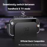 PlayVital BEYOND-GRIP Interchangeable Grip Protective Cover for Nintendo Switch 2 (2025), Ergonomic TPU Dockable Case Accessories for Switch 2 with Joystick Caps, Shockproof - New Hope Gray - XJKNTM003