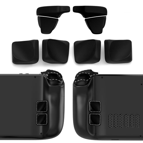 PlayVital Design for Steam Deck Back Buttons & Shoulder Buttons Trigger Enhancement Set, LR Increaser Trigger Grip + Back Button Improvement Accessories for Steam Deck OLED & LCD - Black - BPSD0A001