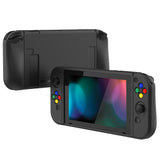 PlayVital Black Protective Case for NS Switch, Soft TPU Slim Case Cover for NS Switch Joy-Con Console with Colorful ABXY Direction Button Caps - NTU6006G2