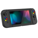 PlayVital Black Protective Case for NS Switch, Soft TPU Slim Case Cover for NS Switch Joy-Con Console with Colorful ABXY Direction Button Caps - NTU6006G2