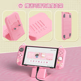 PlayVital Cherry Blossoms Kitten Dockable Hard Shell Protective Case for Nintendo Switch OLED, Silicone Grips for Switch OLED with Thumb Grips, Shockproof - Pink - FQLSOP001