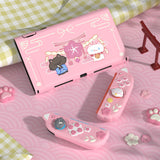 PlayVital Cherry Blossoms Kitten Silicone Grip & PC Shell Case for Nintendo Switch 2,  Cat Ear & Paw Joycon Covers + Dockable Protection + Extra Adjustable Stand - Pink - HFQNTM001