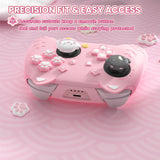 PlayVital Cherry Blossoms Kitten Silicone Cover for Nintendo Switch 2 Pro Controller, Cute Protective Skin Case for Switch 2 Pro Controller with Back Button Cap & Thumb Grip & Sticker - Pink - HANPTP001