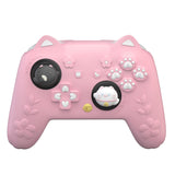 PlayVital Cherry Blossoms Kitten Silicone Cover for Nintendo Switch 2 Pro Controller, Cute Protective Skin Case for Switch 2 Pro Controller with Back Button Cap & Thumb Grip & Sticker - Pink - HANPTP001