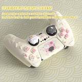PlayVital Cherry Blossoms Kitten Silicone Cover for PS5 Controller, Anti-slip Grip Skin with Thumb Grip & Sticker, Soft Rubber Protector for PS5 Controller Accessories - Antique Yellow - PQHPFP002