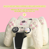 PlayVital Cherry Blossoms Kitten Silicone Cover for PS5 Controller, Anti-slip Grip Skin with Thumb Grip & Sticker, Soft Rubber Protector for PS5 Controller Accessories - Antique Yellow - PQHPFP002