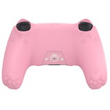 PlayVital Cherry Blossoms Kitten Silicone Cover for PS5 Controller, Anti-slip Grip Skin with Thumb Grip & Sticker, Soft Rubber Protector for PS5 Controller Accessories - Pink - PQHPFP001